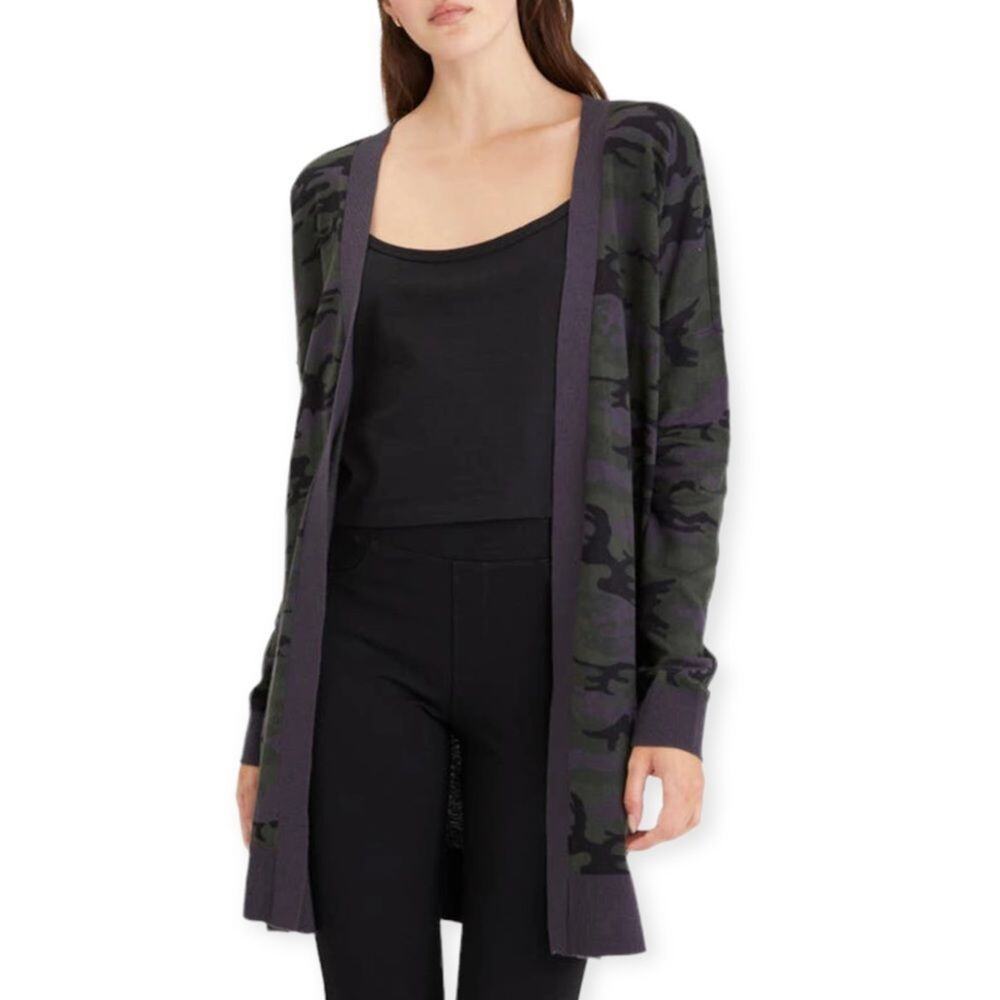 Sanctuary Open Front Jersey Knit Cardigan Sweater Camouflage XXS NWT $109 MSRP